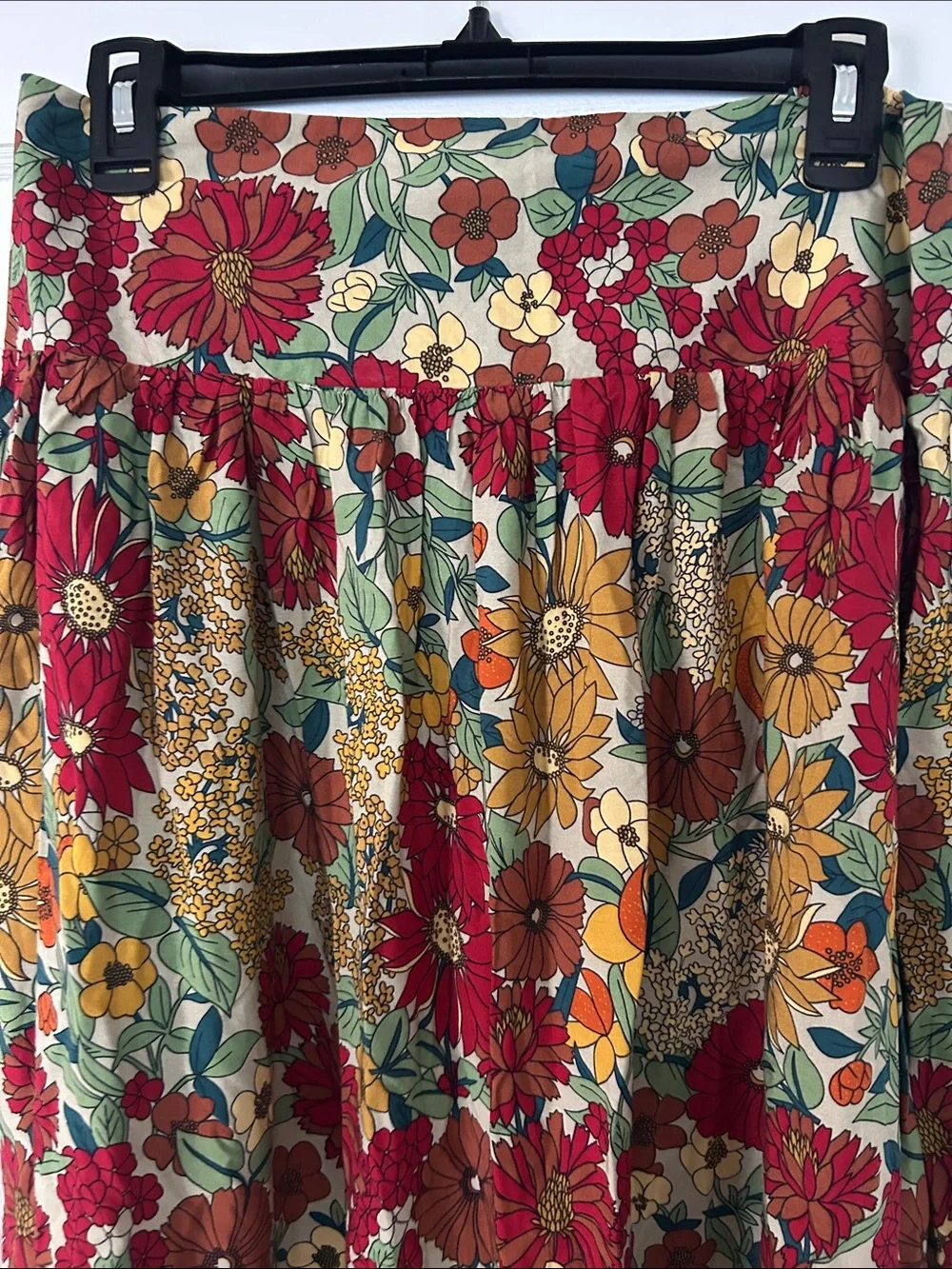 NATURAL LIFE Retro Floral Maxi Skirt in Red, Yellow & Green - Picture 4 of 12
